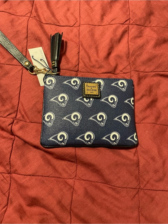 NFL Handbags - NFL Navy and White Rams Pattern Wristlet